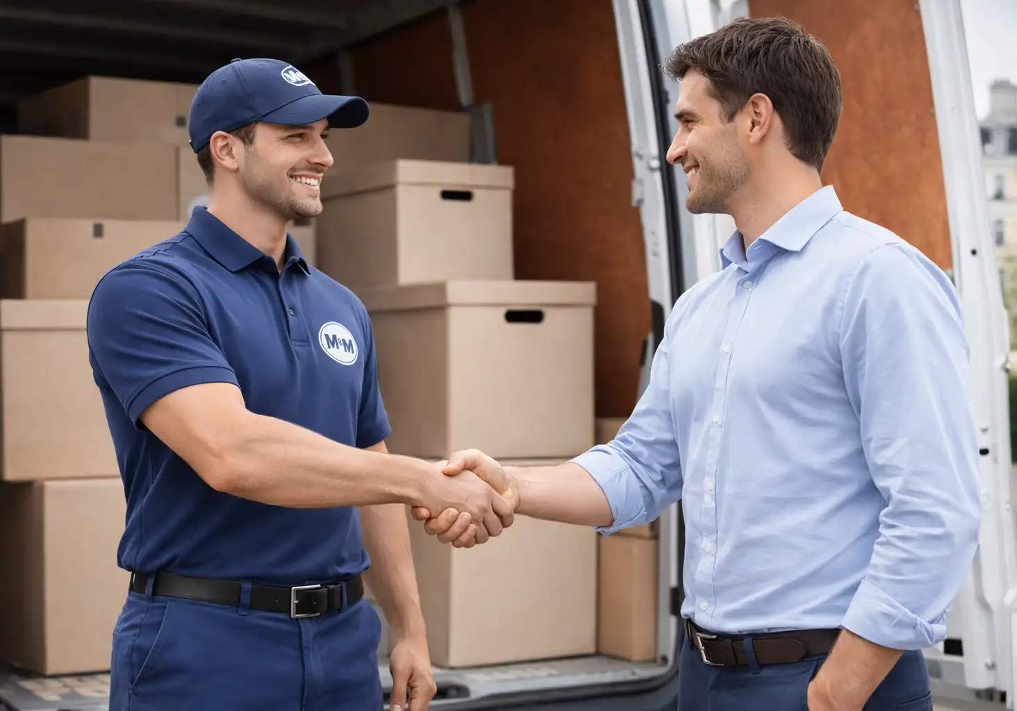 équipe de déménagement professionnel échange avec un client en Île-de-France